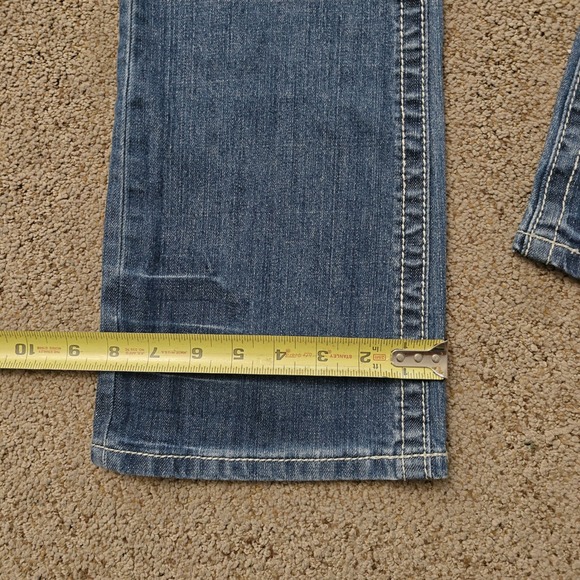 Harley Davidson Womens 6P Blue Embellished Bootcut Jeans Thick Stitch Bling - Picture 13 of 13